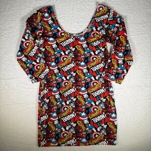 Marvel Comics Graphics Cotton/Spandex Fitted Mini Dress Size Large